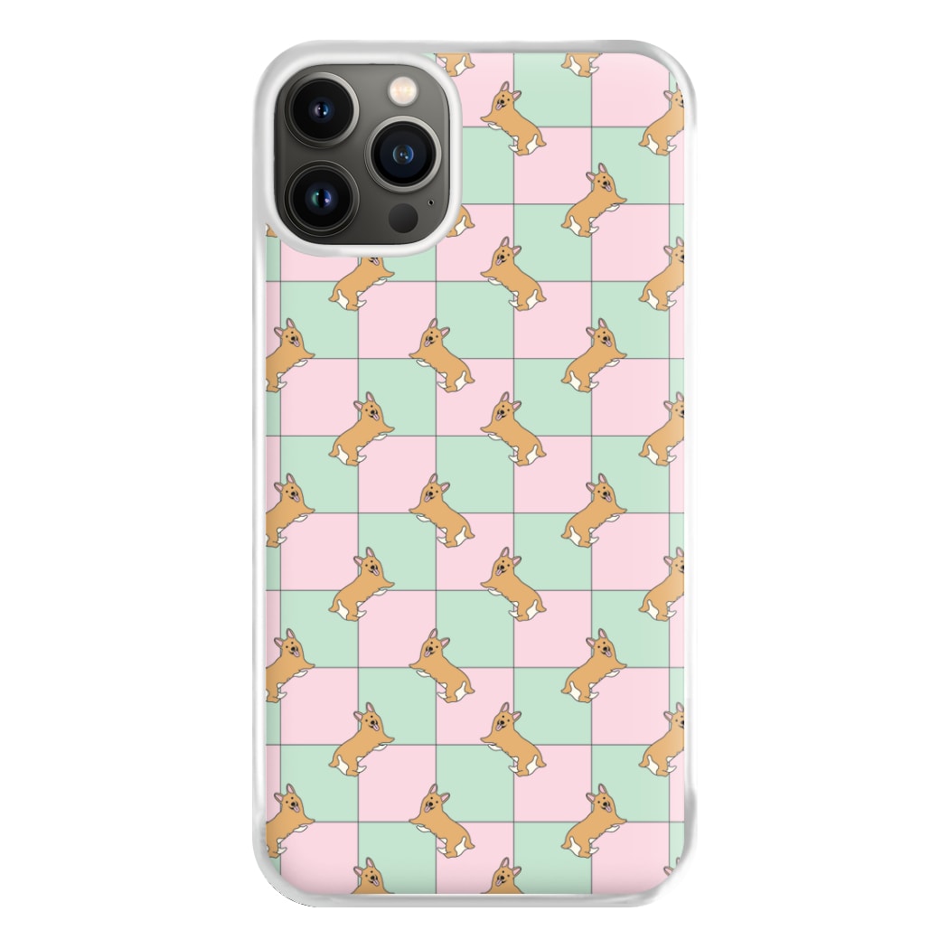 Checkered Corgis Pattern Phone Case for iPhone 13
