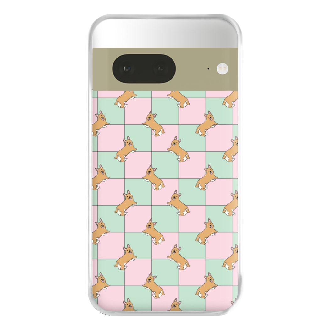 Checkered Corgis Pattern Phone Case for Google Pixel 7a