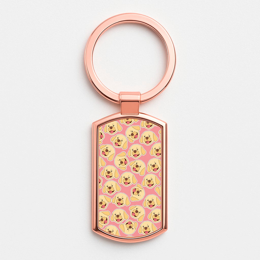Pink Golden Retriever Sticker Pattern Luxury Keyring