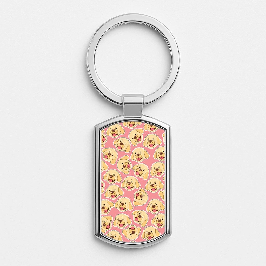 Pink Golden Retriever Sticker Pattern Luxury Keyring