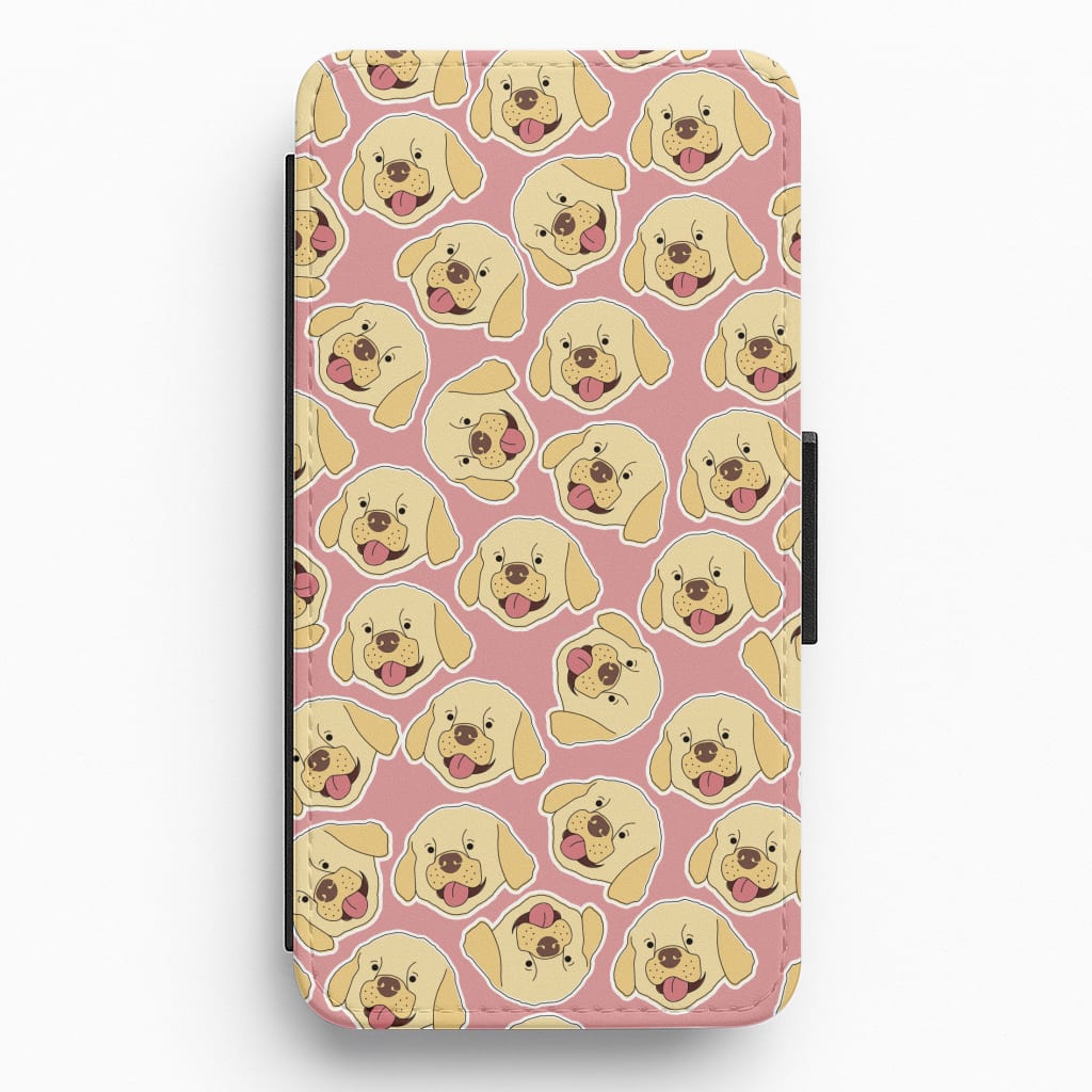 Pink Golden Retriever Sticker Pattern Flip / Wallet Phone Case