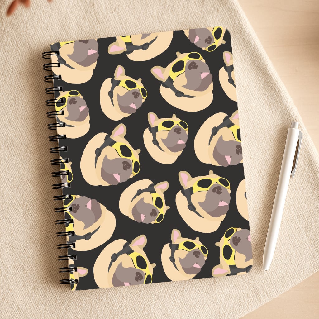 Frenchie With Goggles Pattern Notepad