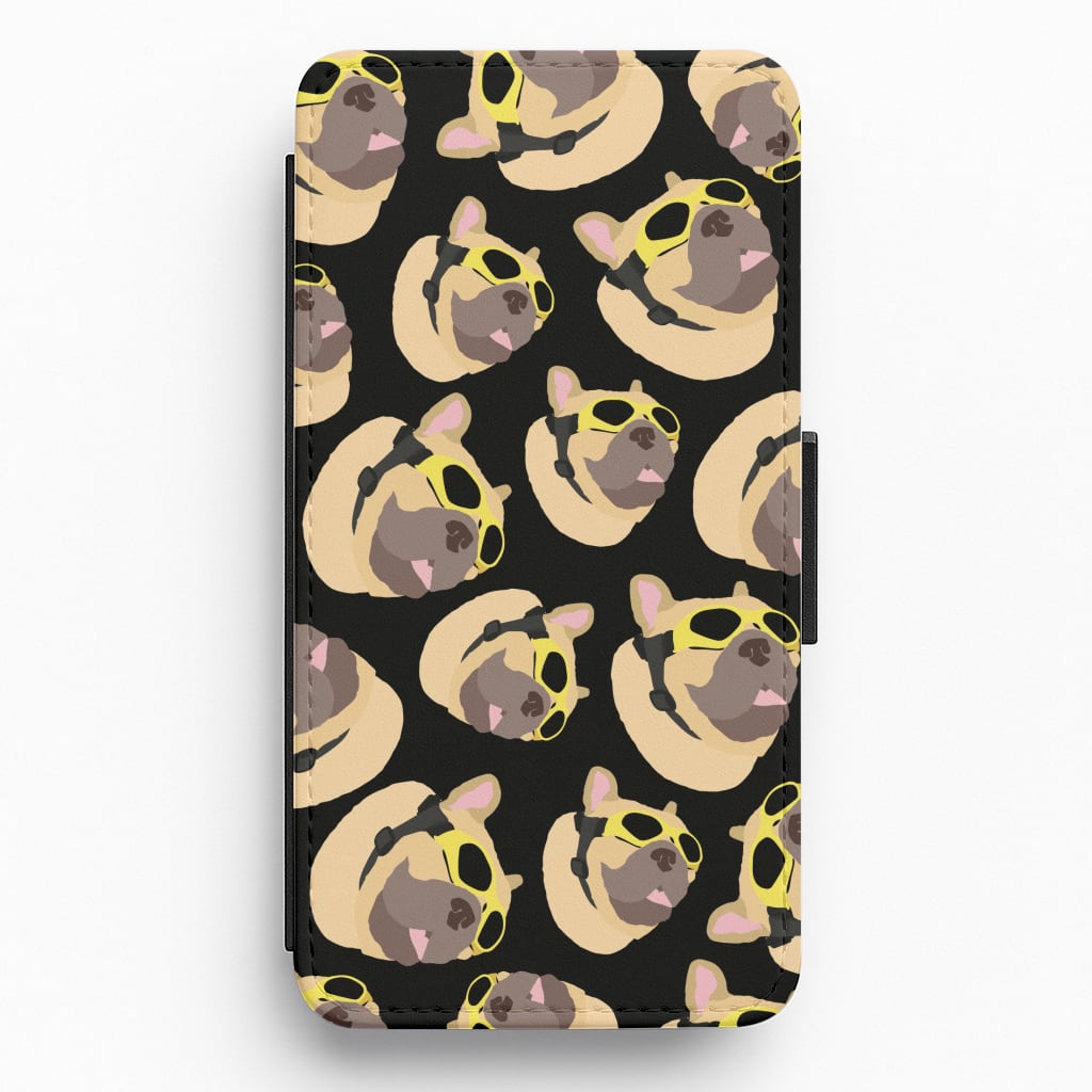 Frenchie With Goggles Pattern Flip / Wallet Phone Case