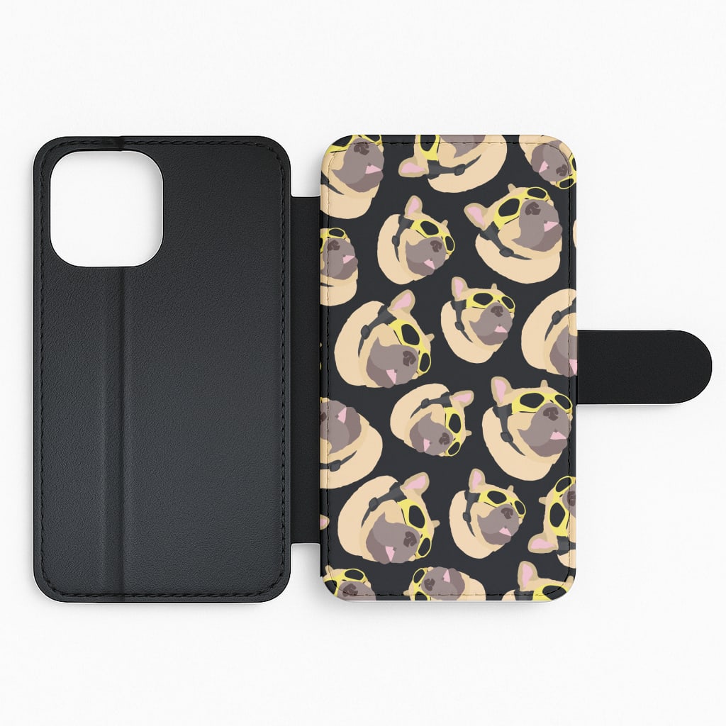 Frenchie With Goggles Pattern Flip Phone Case