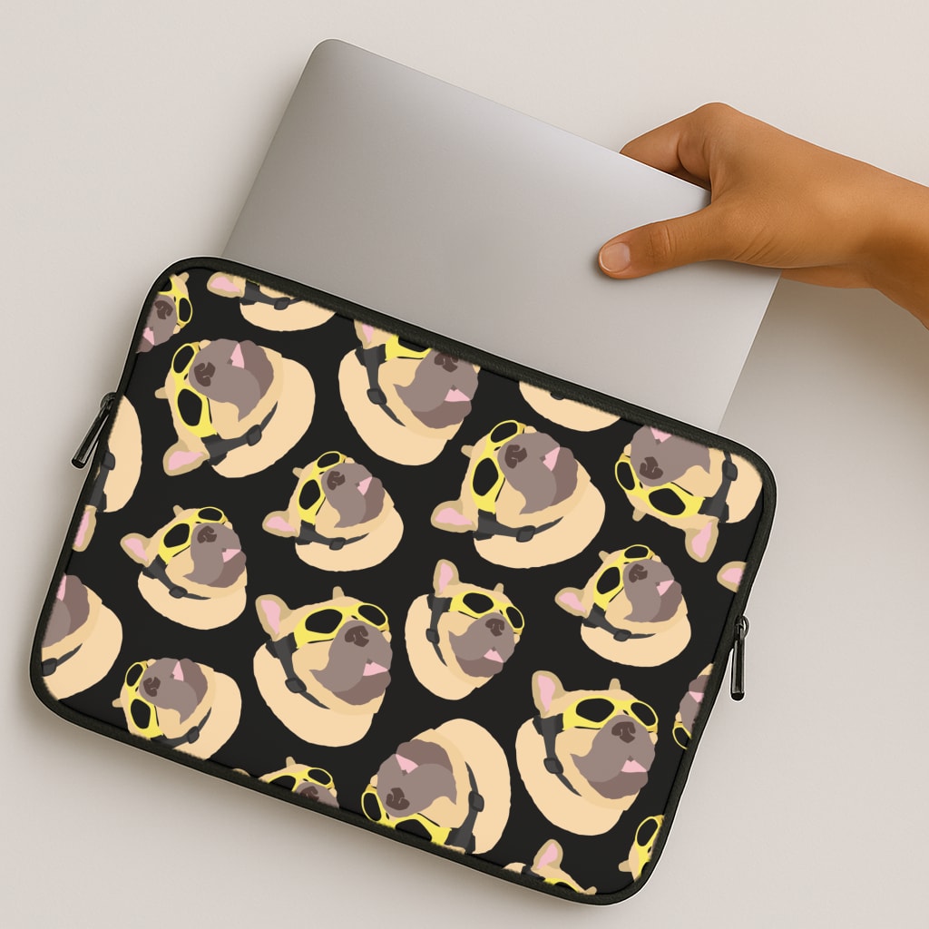 Frenchie With Goggles Pattern MacBook Case
