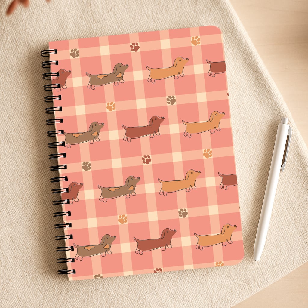 Tartan Dachshunds And Paws Pattern Notepad