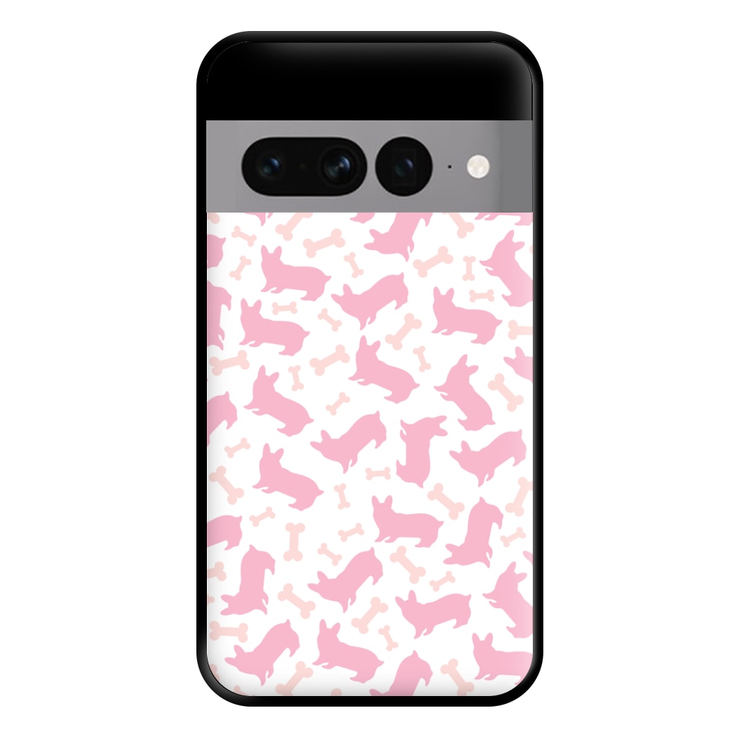 Pink Corgi Silhouette Pattern Phone Case for Google Pixel 7 Pro