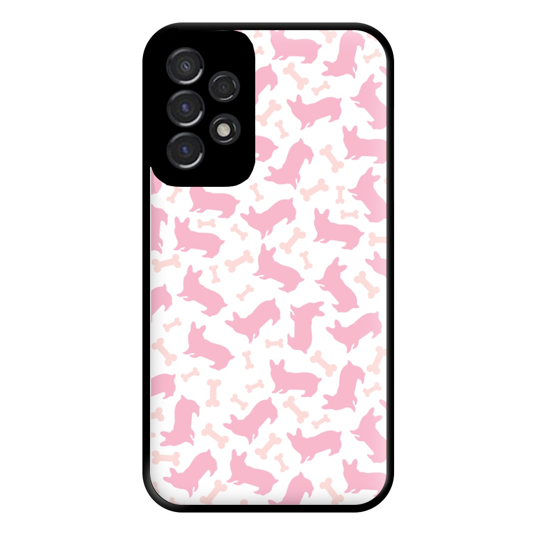 Pink Corgi Silhouette Pattern Phone Case for Galaxy A53