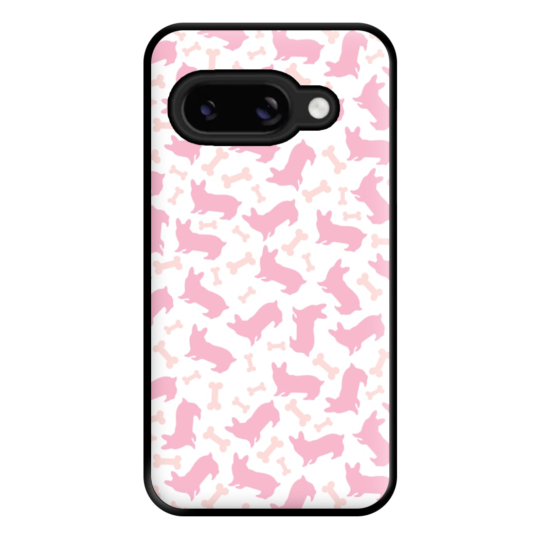 Pink Corgi Silhouette Pattern Phone Case for Google Pixel 8a
