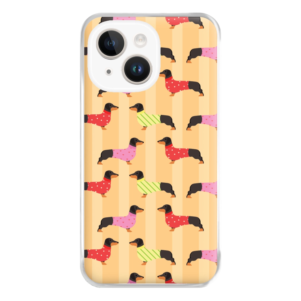 Dachshunds In Sweaters Pattern Phone Case for iPhone 14 Plus