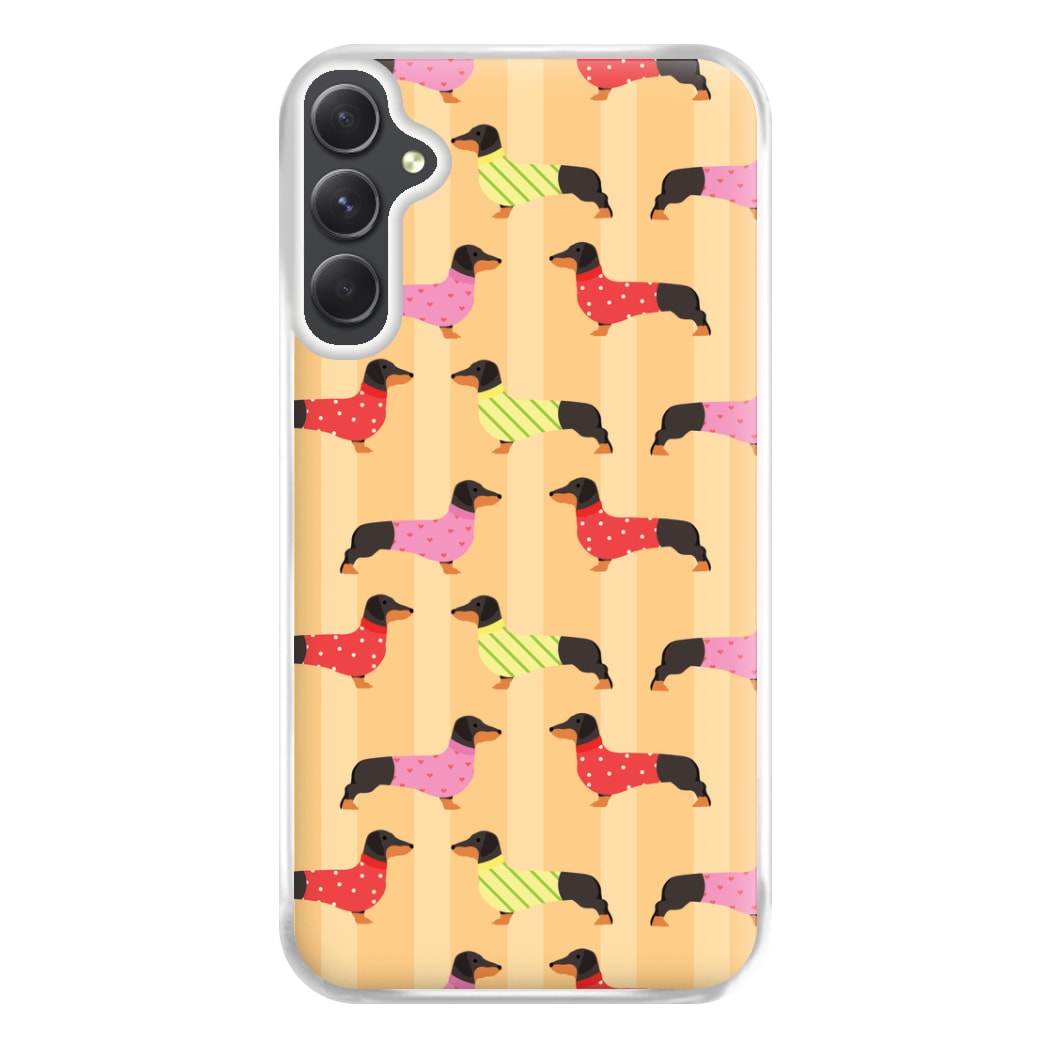 Dachshunds In Sweaters Pattern Phone Case for Galaxy A34