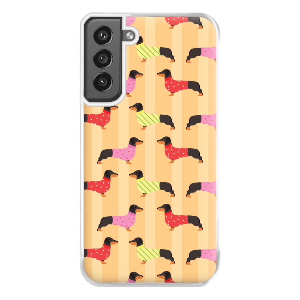 Dachshunds In Sweaters Pattern Phone Case for Galaxy S21FE