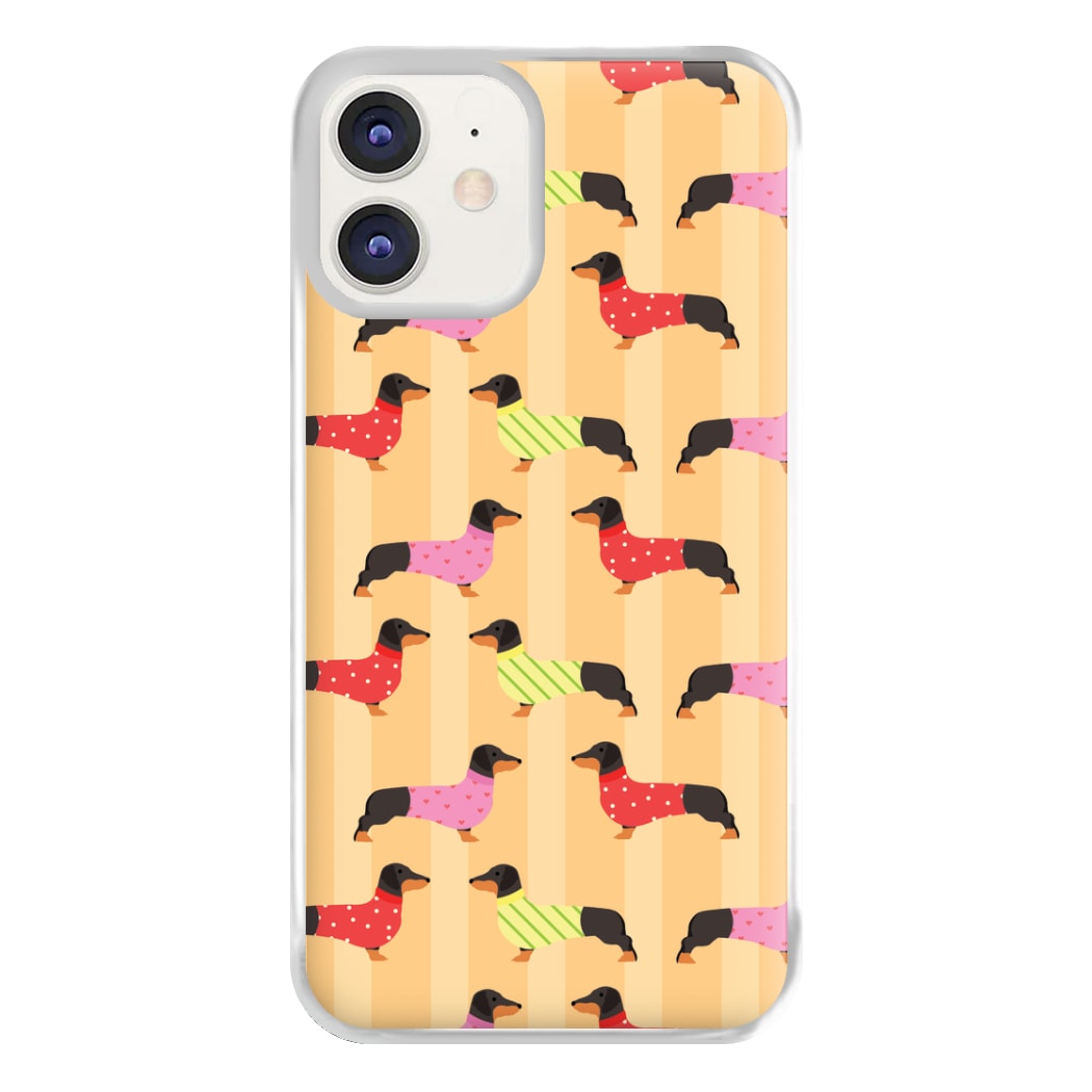 Dachshunds In Sweaters Pattern Phone Case for iPhone 12 / 12 Pro