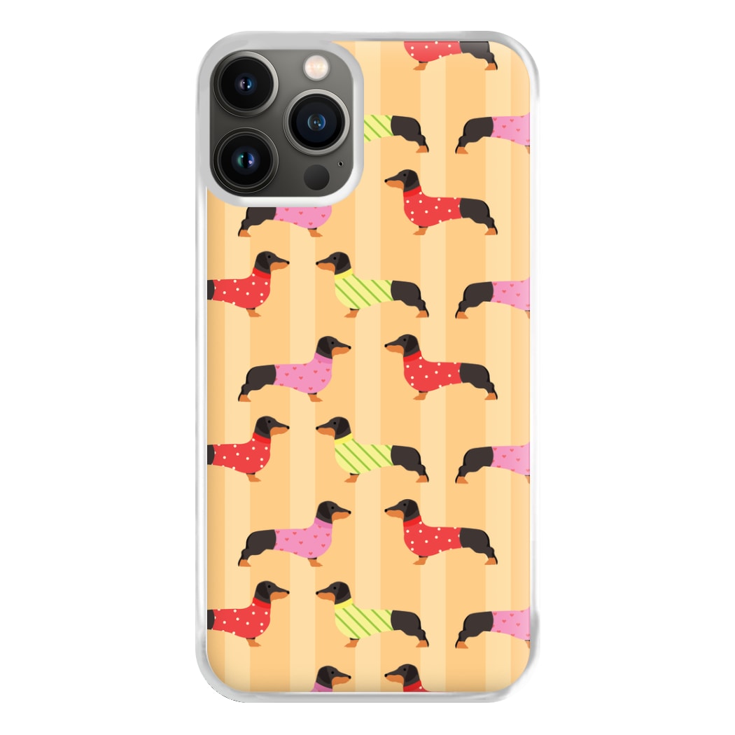 Dachshunds In Sweaters Pattern Phone Case for iPhone 13 Pro Max