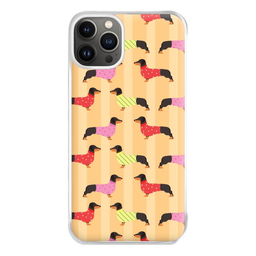Dachshunds In Sweaters Pattern Phone Case for iPhone 13