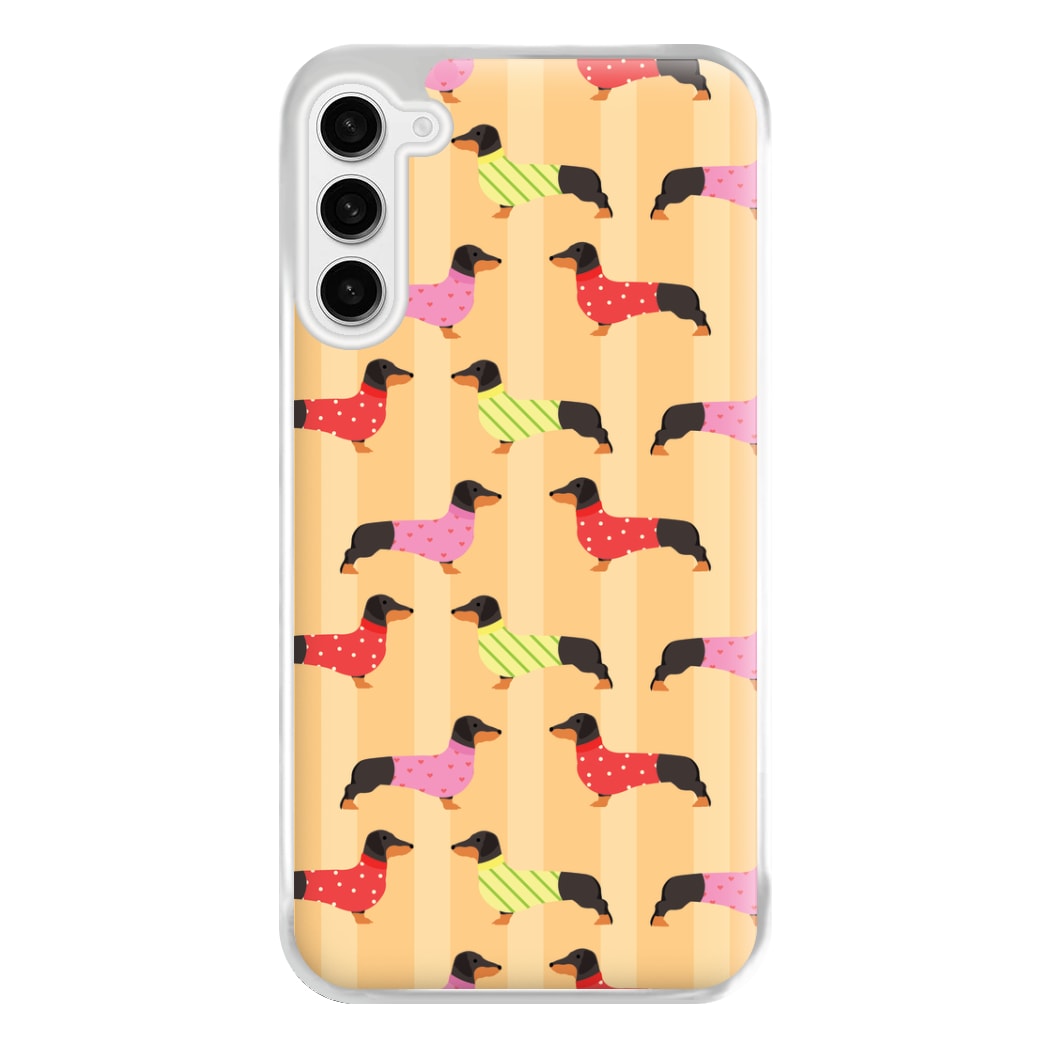 Dachshunds In Sweaters Pattern Phone Case for Galaxy S23FE