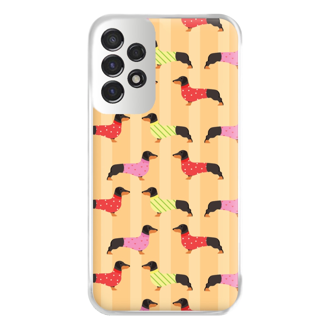 Dachshunds In Sweaters Pattern Phone Case for Galaxy A53