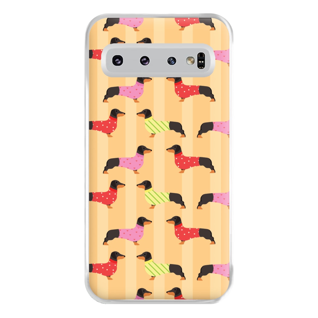 Dachshunds In Sweaters Pattern Phone Case for Galaxy S10 Plus