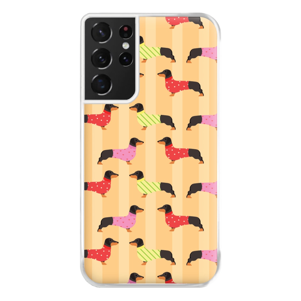 Dachshunds In Sweaters Pattern Phone Case for Galaxy S21 Ultra