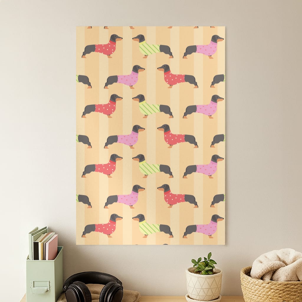 Dachshunds In Sweaters Pattern Poster