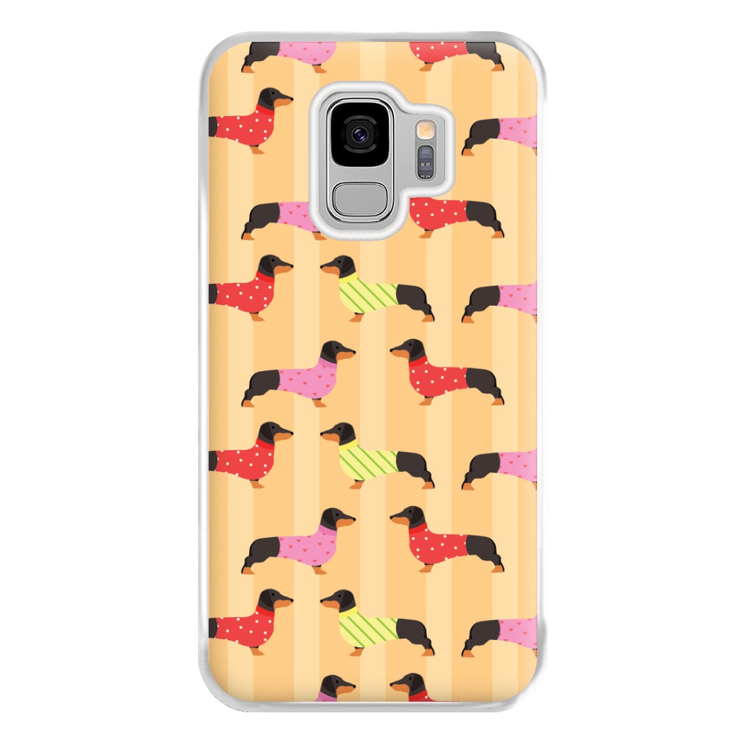 Dachshunds In Sweaters Pattern Phone Case for Galaxy S9 Plus
