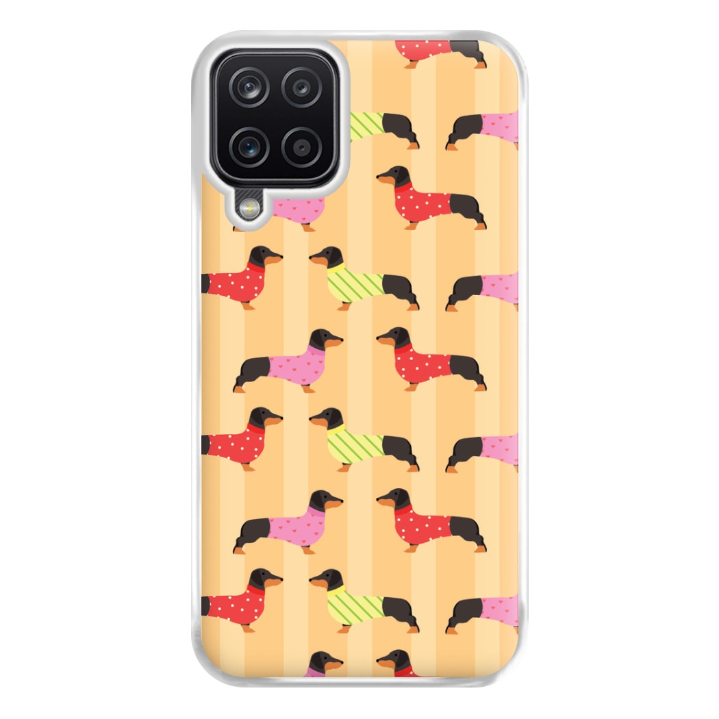Dachshunds In Sweaters Pattern Phone Case for Galaxy A12