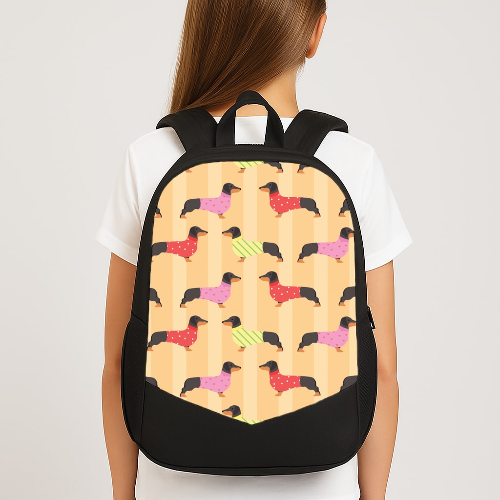 Dachshunds In Sweaters Pattern Large School Bag