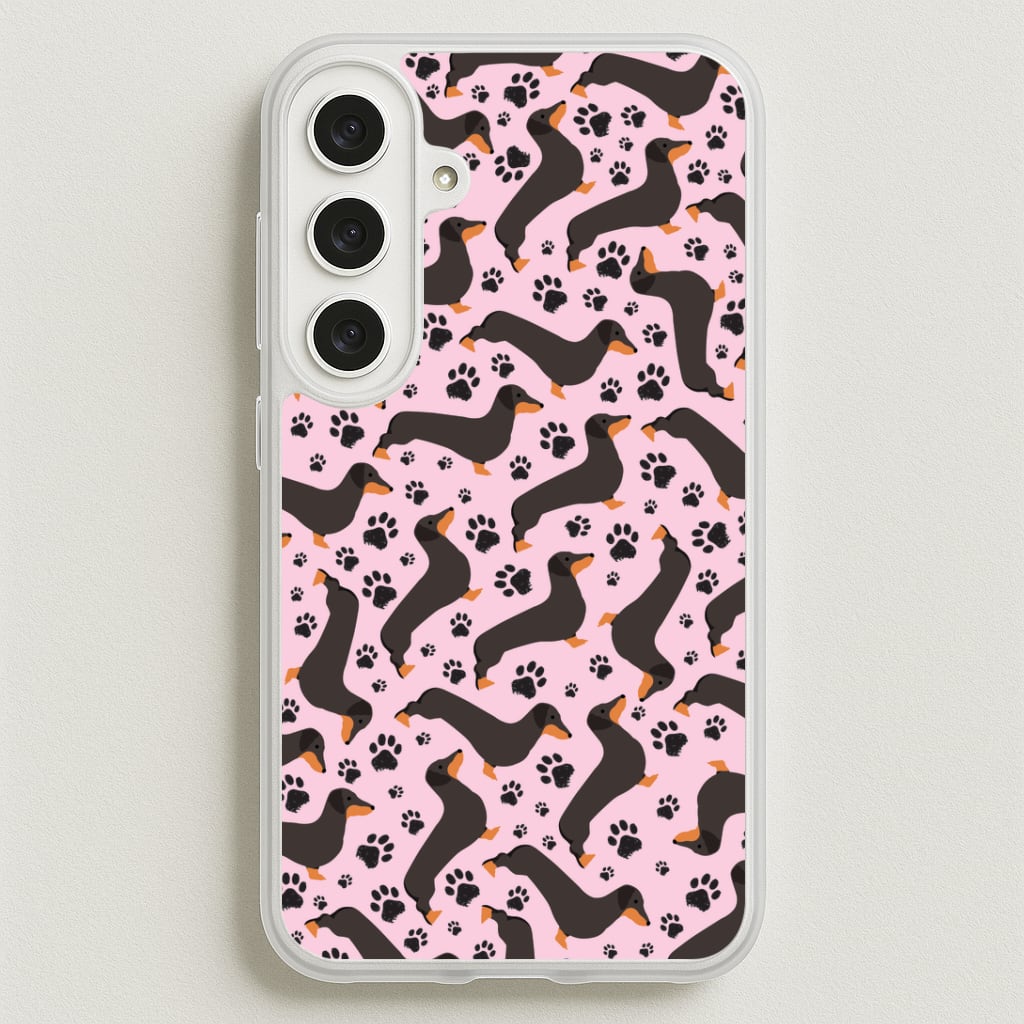 Dachschunds And Paws Pattern Phone Case for Galaxy S25FE