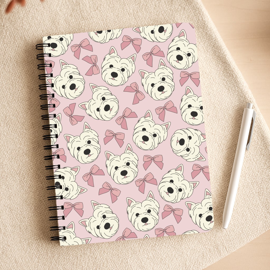 Cute Terrier And Bows Pattern Notebook