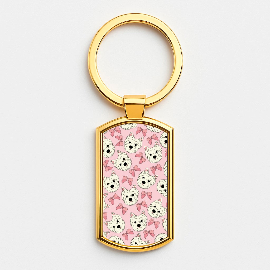Cute Terrier And Bows Pattern Luxury Keyring