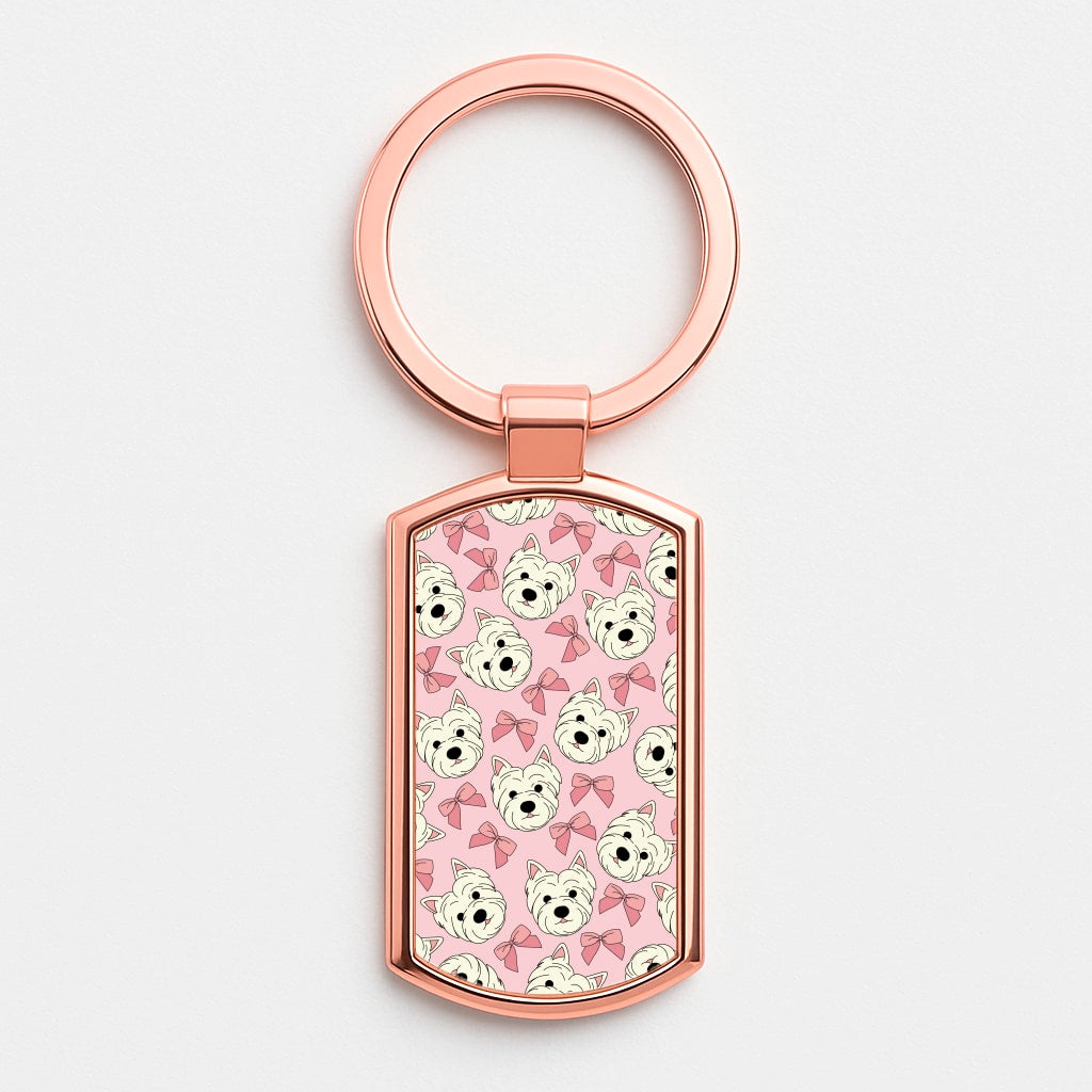 Cute Terrier And Bows Pattern Luxury Keyring