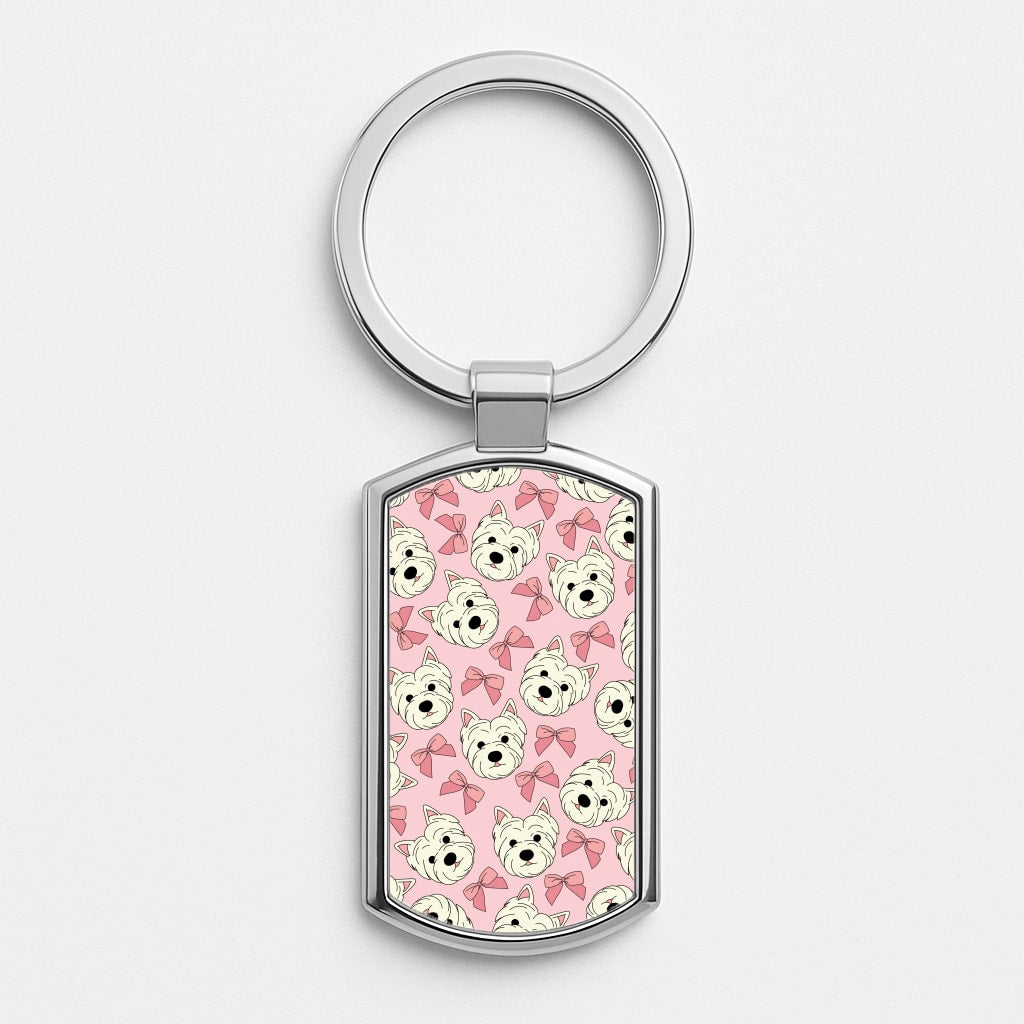 Cute Terrier And Bows Pattern Luxury Keyring