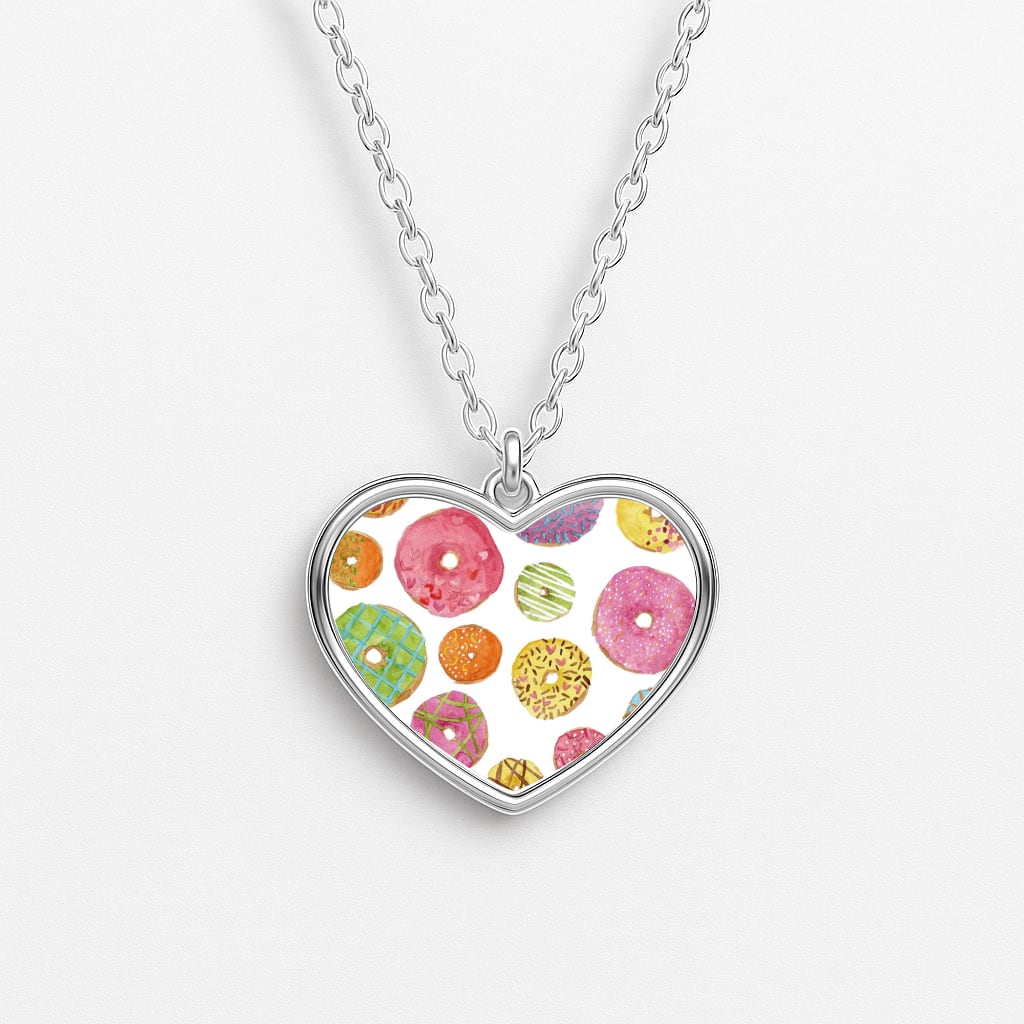Dougnut Pattern Heart Necklace