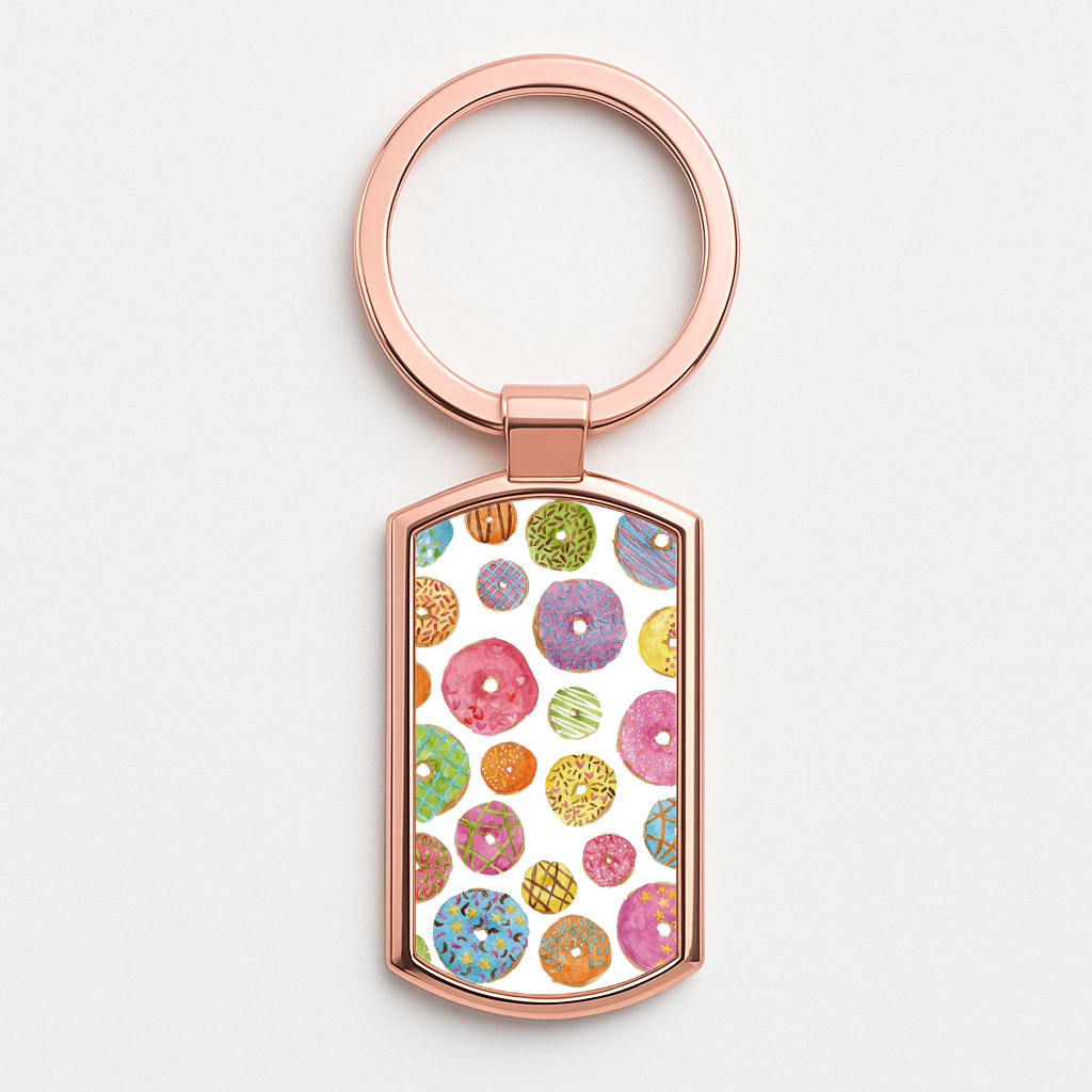 Dougnut Pattern Rose Gold Keyring