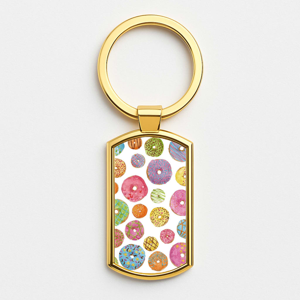 Dougnut Pattern Gold Keyring