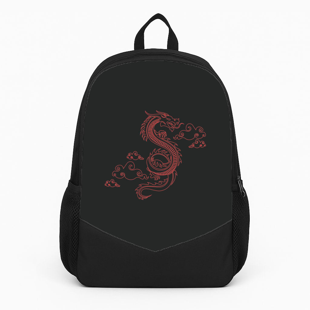Red - Dragon Patterns Large Backpack