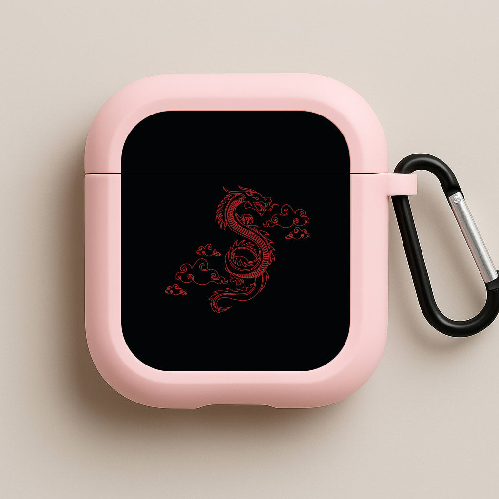 Red - Dragon Patterns Pink AirPods Case