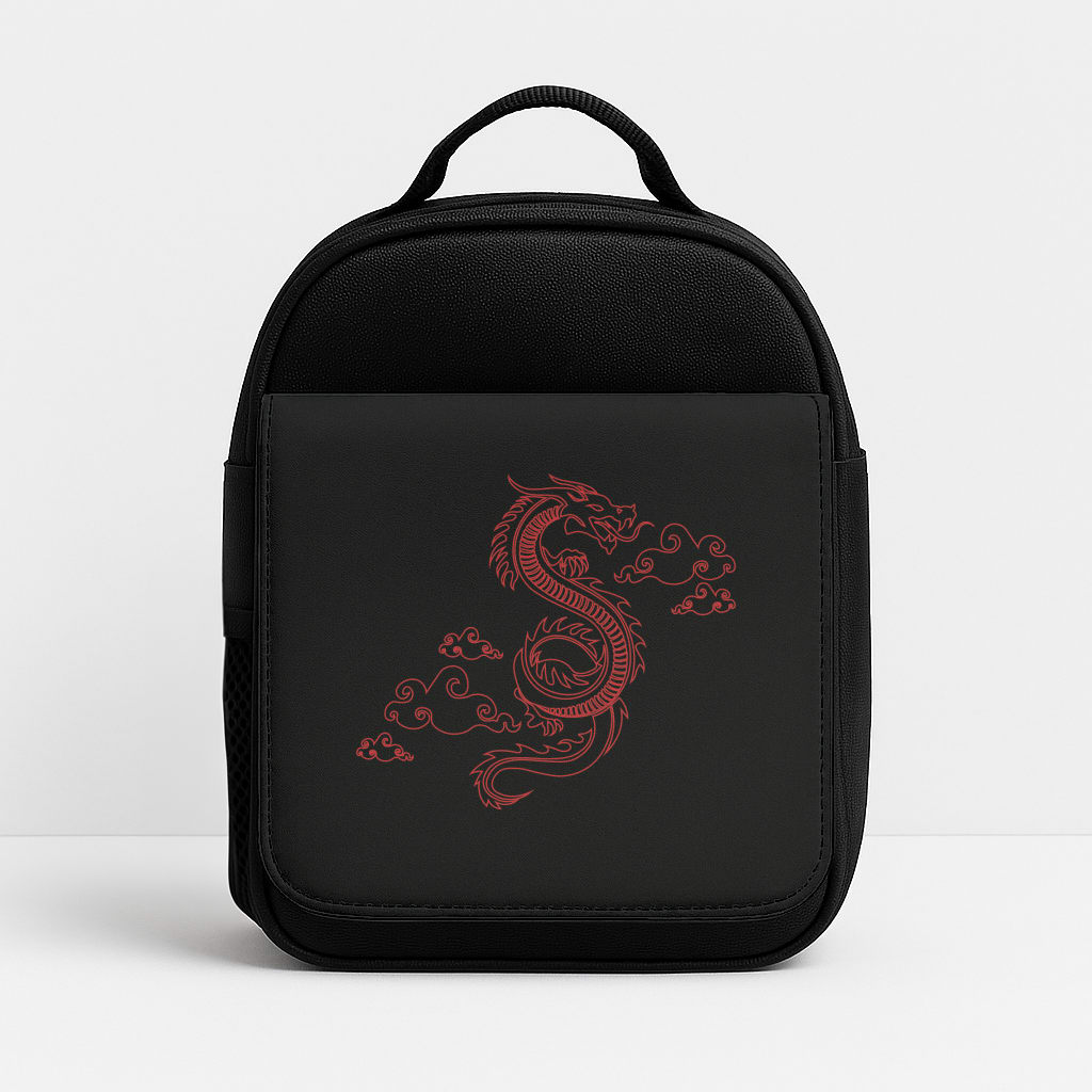 Red - Dragon Patterns Insulated Lunchbox