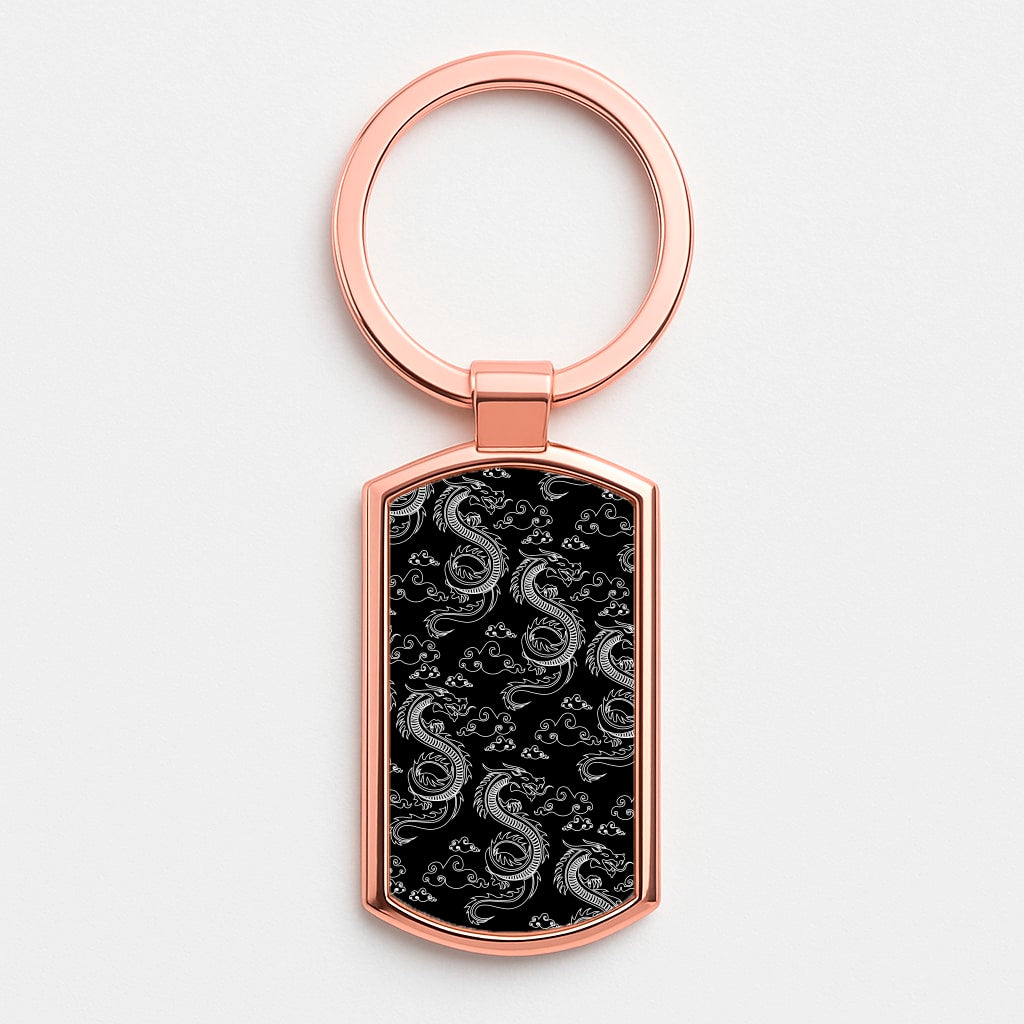 Black And White Dragon Pattern Luxury Keyring