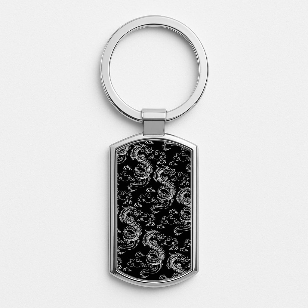 Black And White Dragon Pattern Luxury Keyring