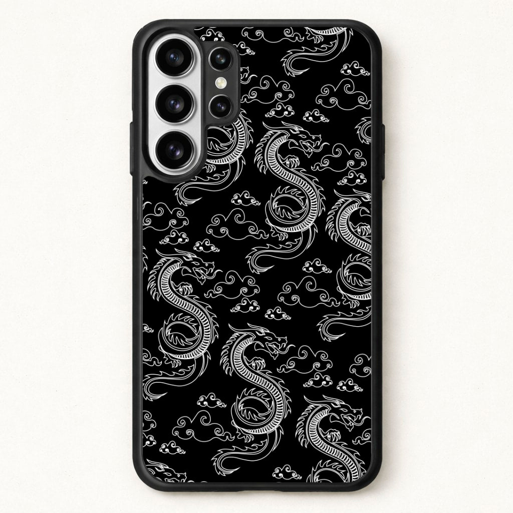 Black And White Dragon Pattern Phone Case for Galaxy S26 Ultra
