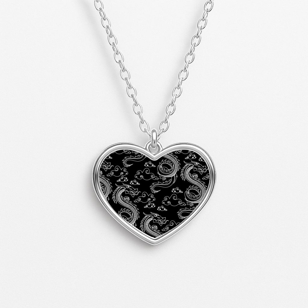 Black And White Dragon Pattern Necklace