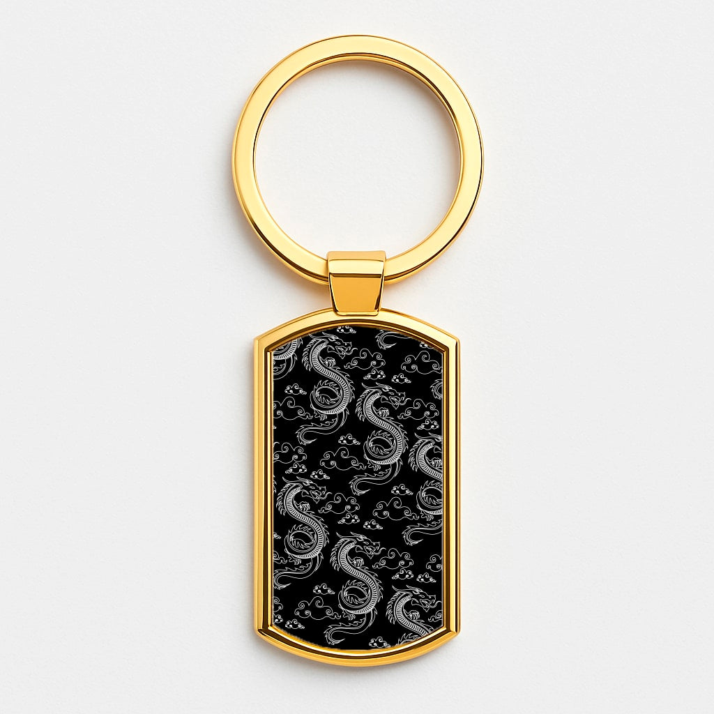 Black And White Dragon Pattern Luxury Keyring