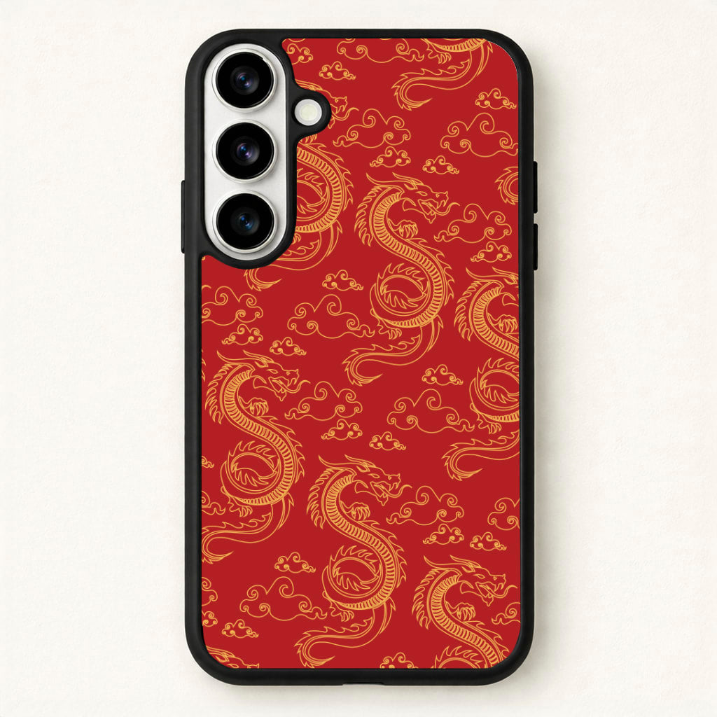 Red And Gold Dragon Pattern Phone Case for Galaxy S26 Plus