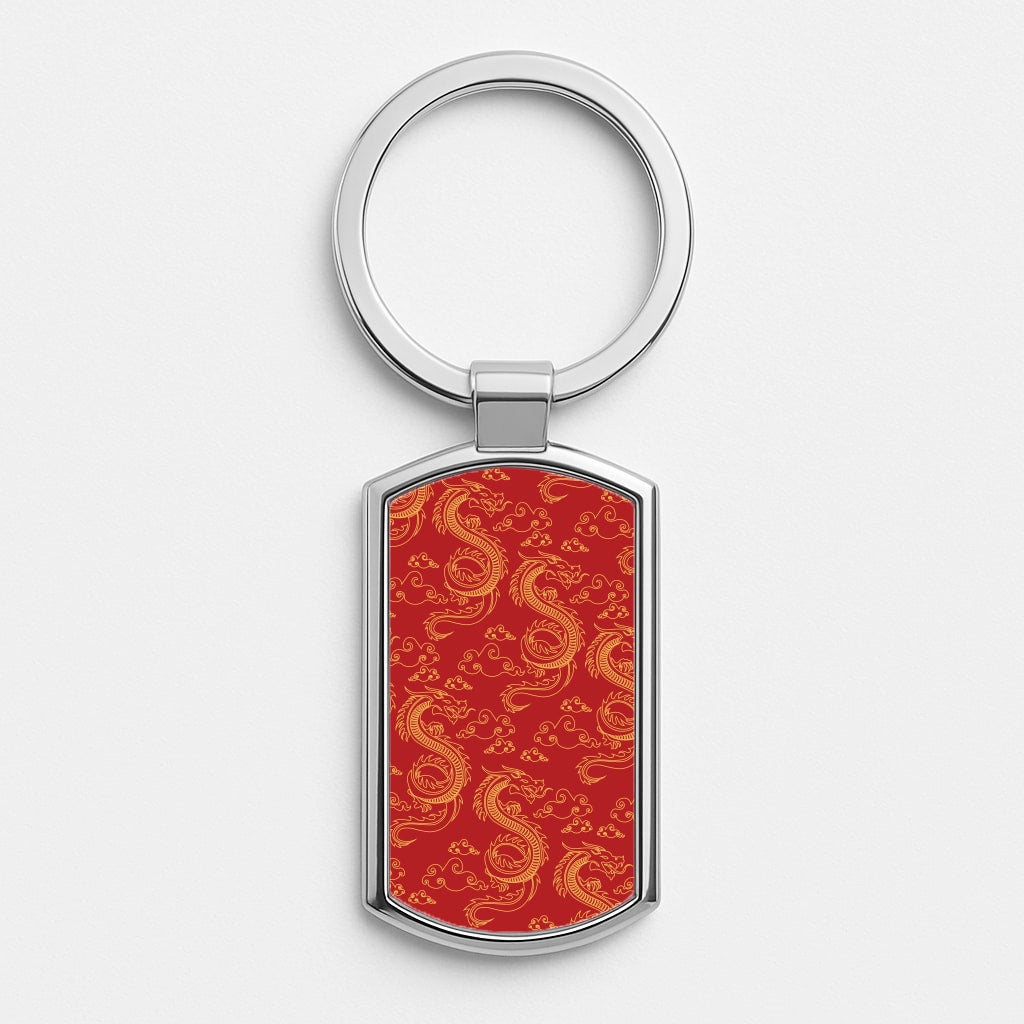 Red And Gold Dragon Pattern Luxury Keyring