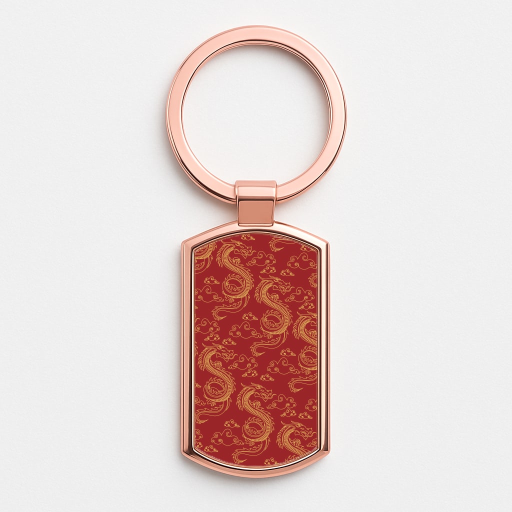 Red And Gold Dragon Pattern Luxury Keyring