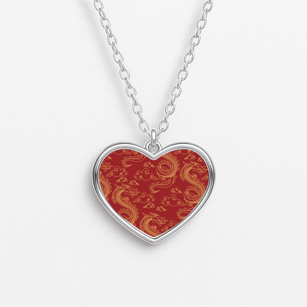 Red And Gold Dragon Pattern Necklace