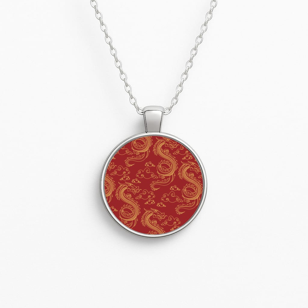 Red And Gold Dragon Pattern Necklace