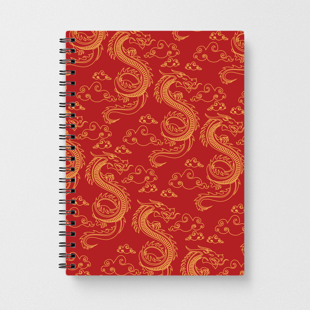Red And Gold Dragon Pattern Notebook