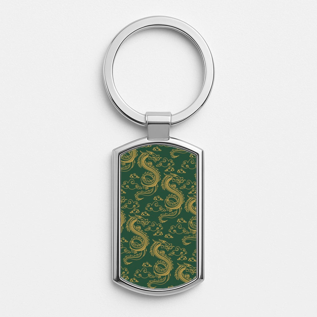 Green And Gold Dragon Pattern Luxury Keyring